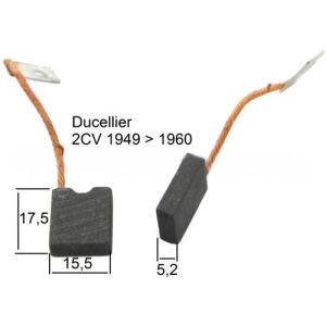 2CV 49-60 Koolborstels Dynamo Ducellier 15.5X5.2X17.5Mm