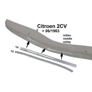 2CV -63 voorbumper sierlijst midden alu met grijs rubber