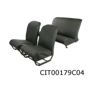  bekledingset zwart skai 2 stoelen / 1 achterbank asymmetrisch gesloten zijkant